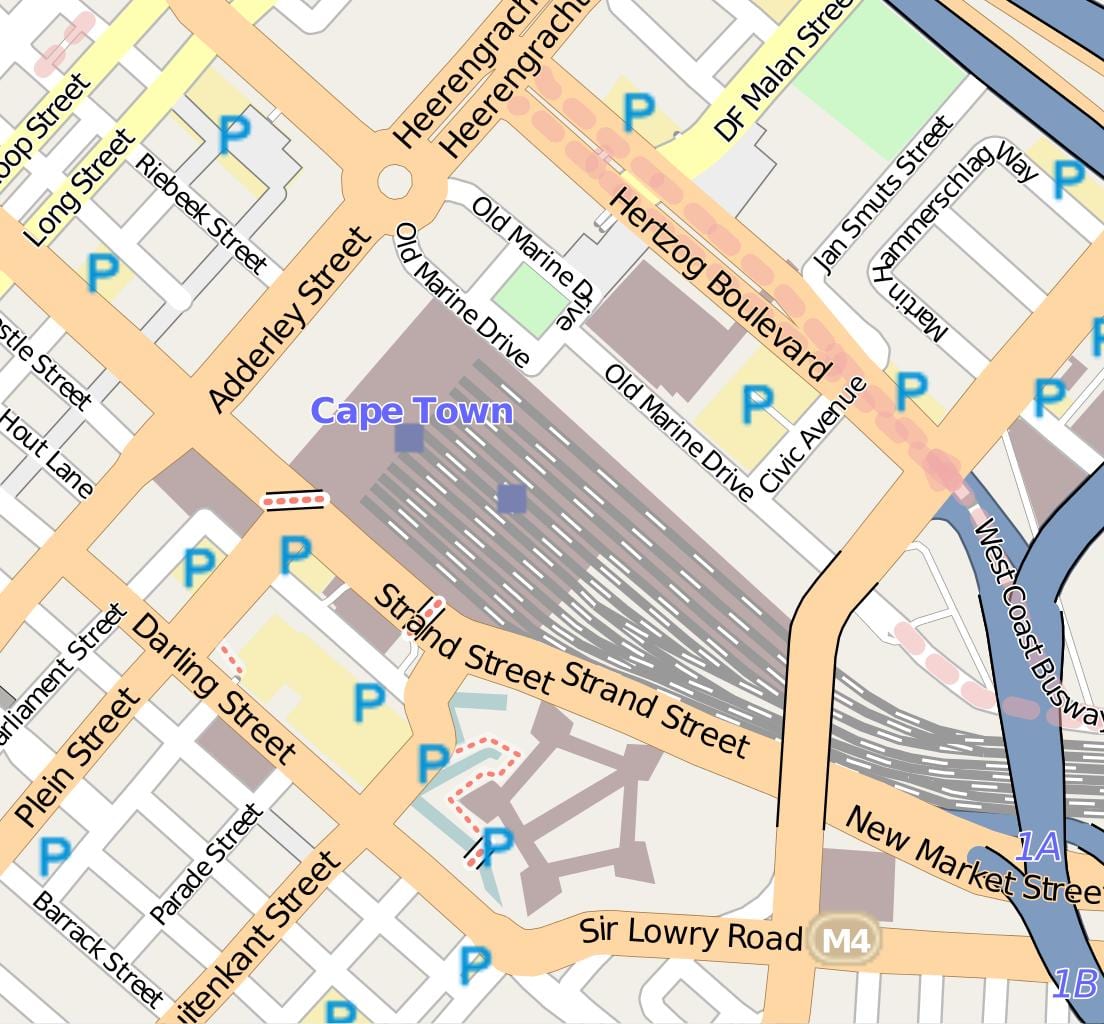 mapa barrack ulici Kapské Mesto