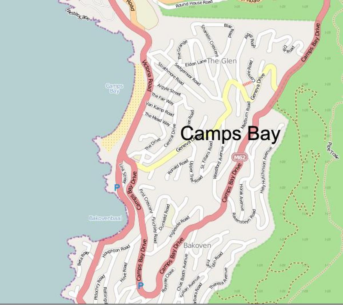 mapa camps bay Kapské Mesto
