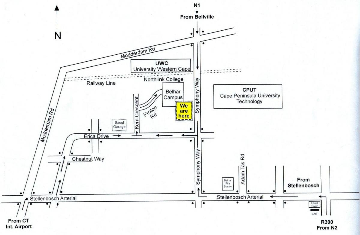 mapa cput Kapskom Meste areálu