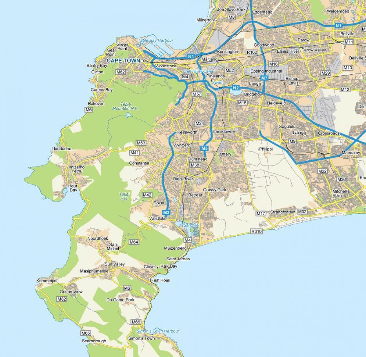 mapa diep rieky Kapské Mesto