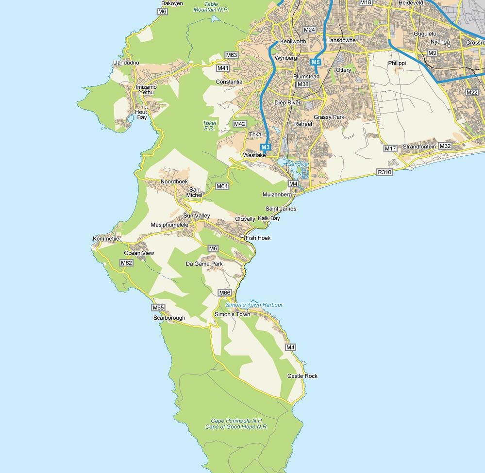 mapa fish hoek Južná Afrika