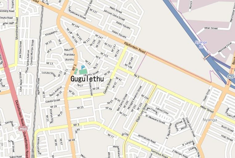 mapa gugulethu Kapské Mesto