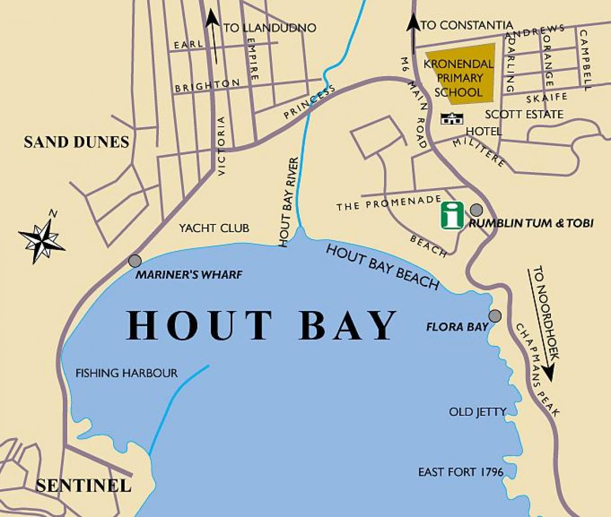 mapa hout bay mapu Kapského Mesta