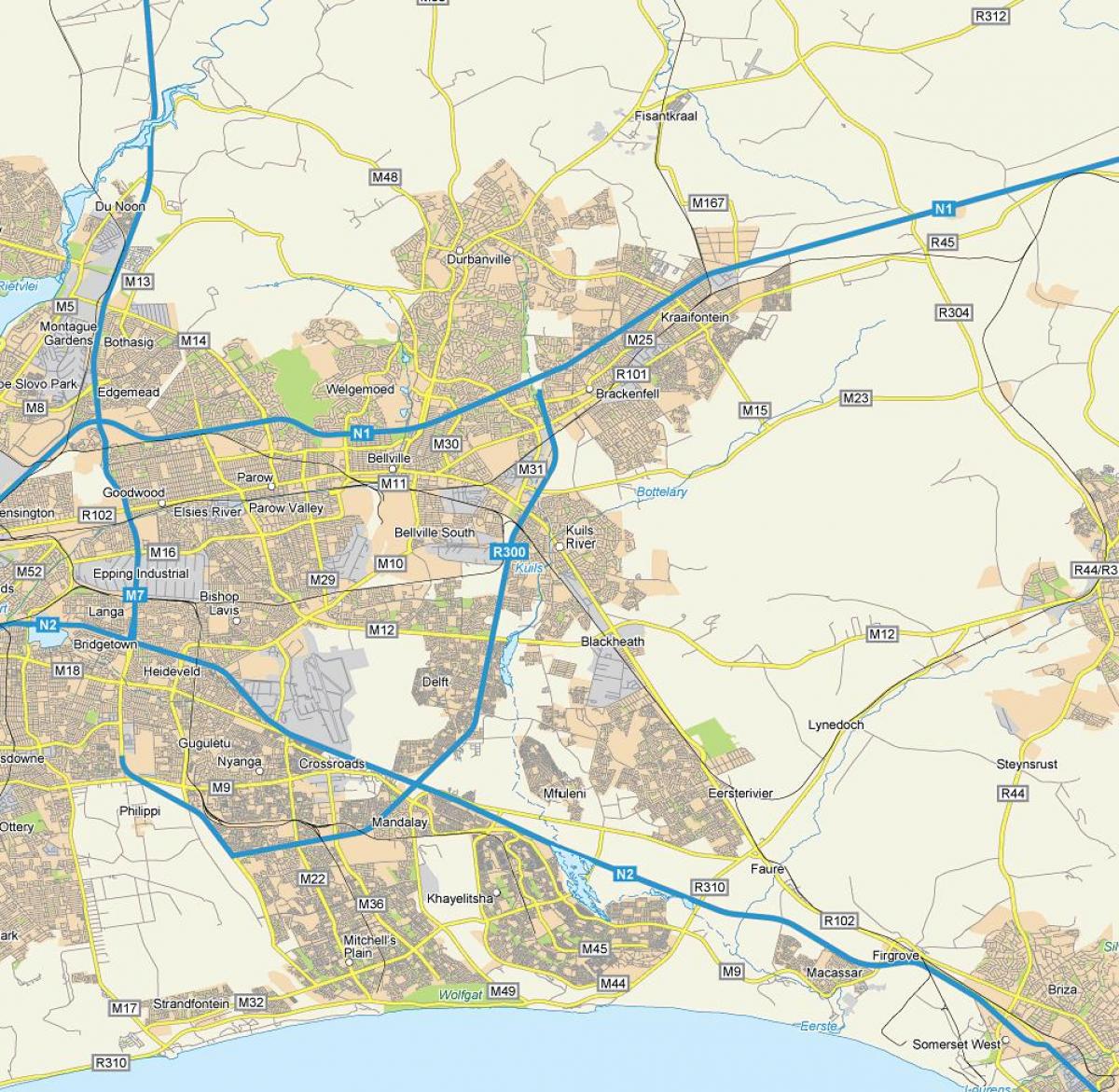mapa kuilsriver Kapské Mesto