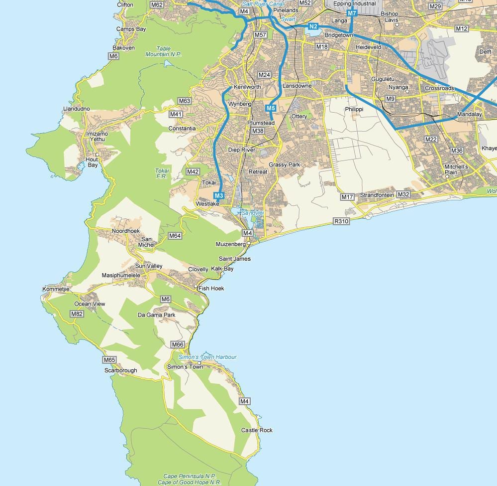 mapa muizenberg Kapské Mesto