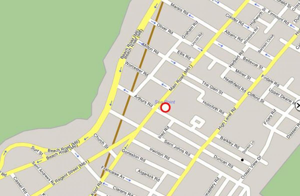 mapa sea point v Kapskom Meste