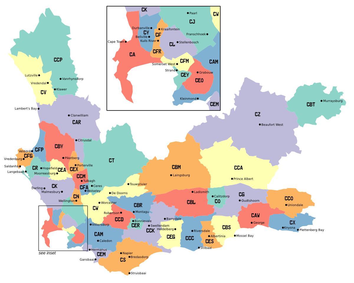 mapa západnej cape predmestia