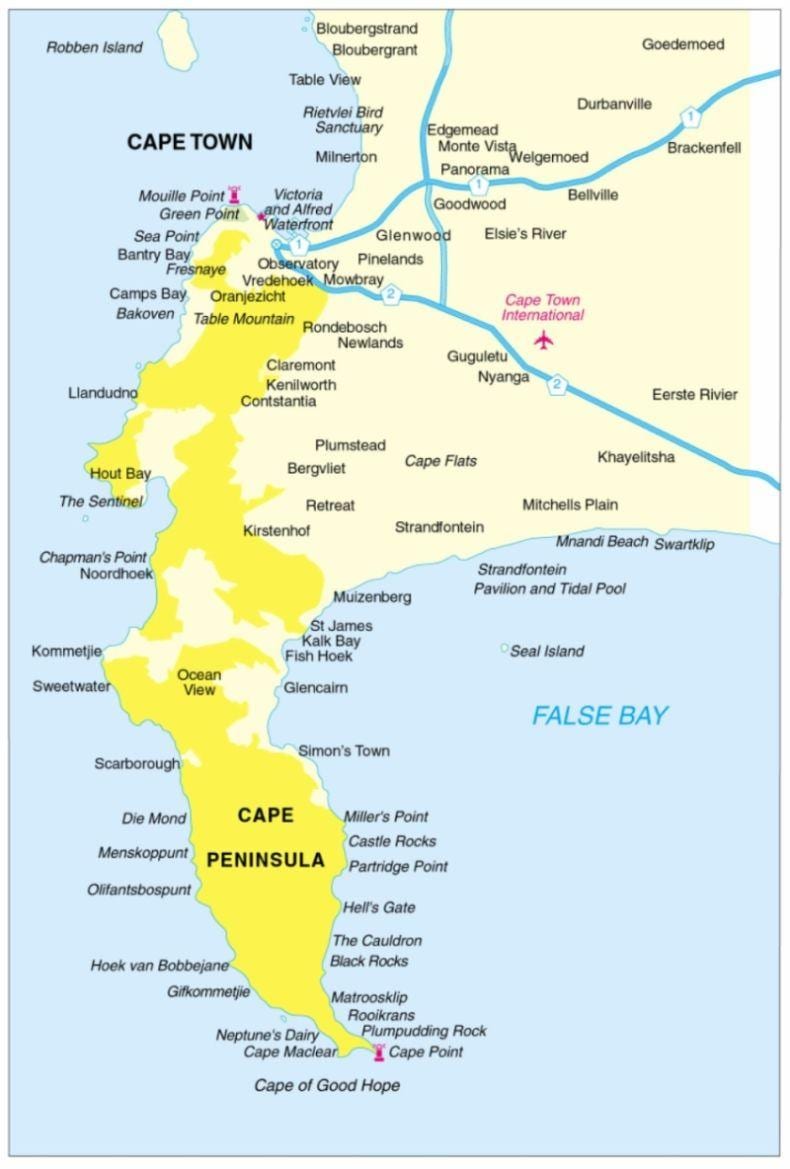 mapu kapského polostrova, Južná Afrika