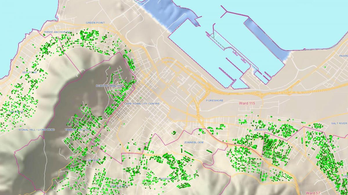 mapa mesta Kapské Mesto zverencov
