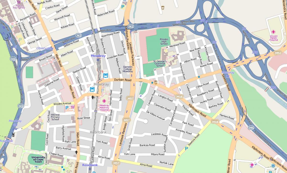 mapa mowbray Kapské Mesto