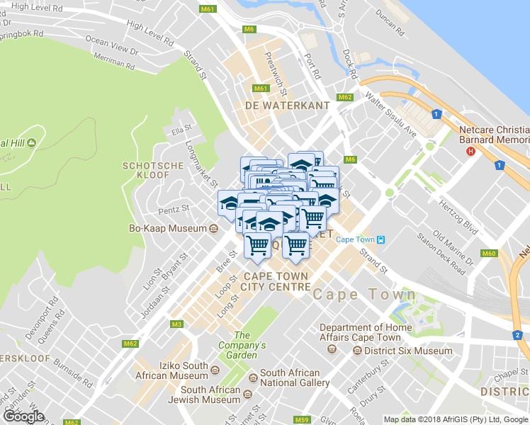 mapa shortmarket ulici Kapské Mesto