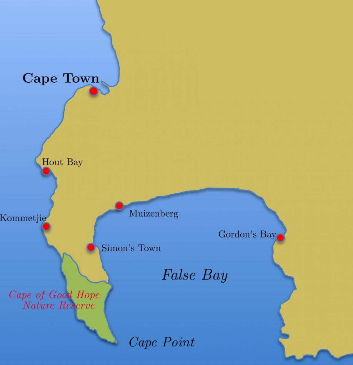 mapa simon ' s town, Južná Afrika