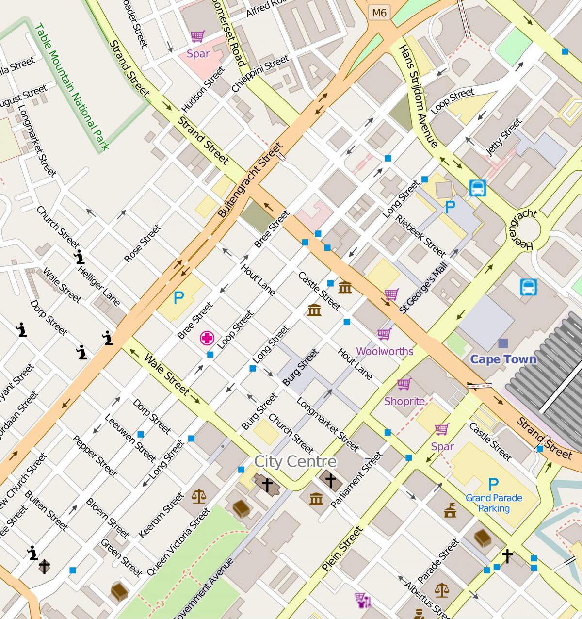 mapa slučky ulici Kapské Mesto