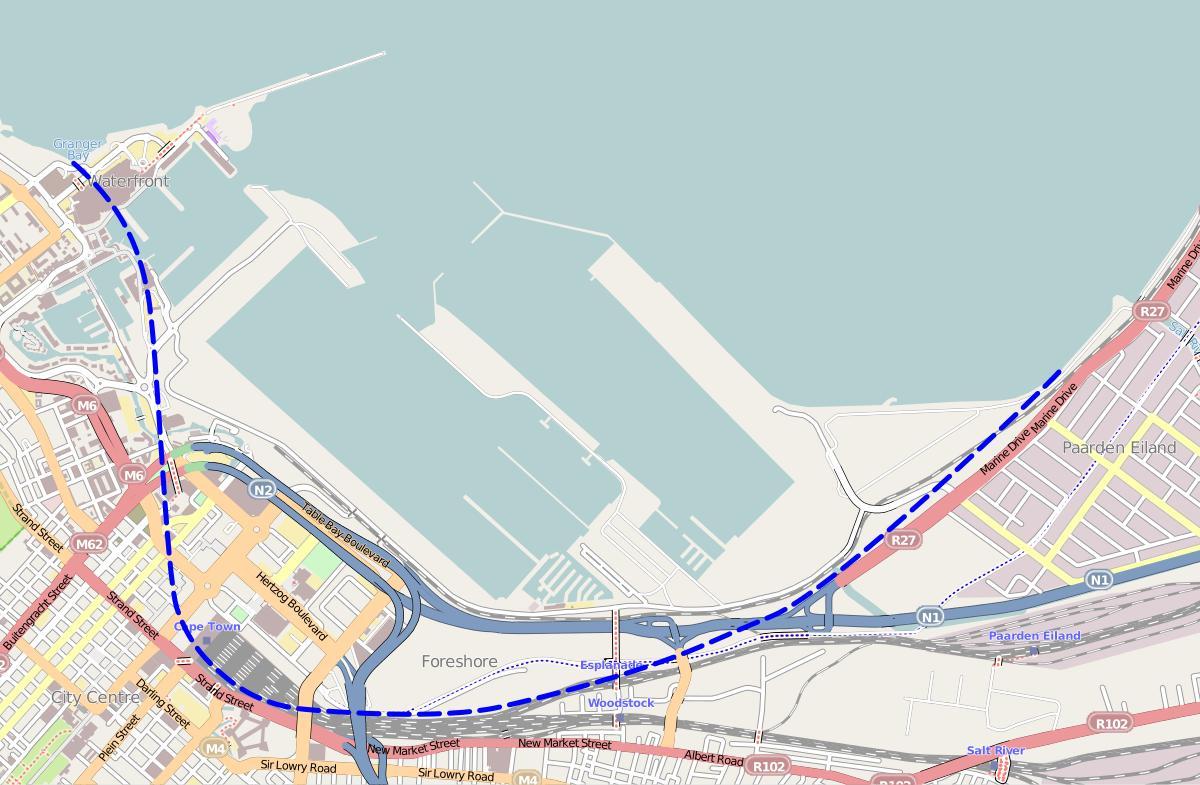 mapa strand street Kapské Mesto