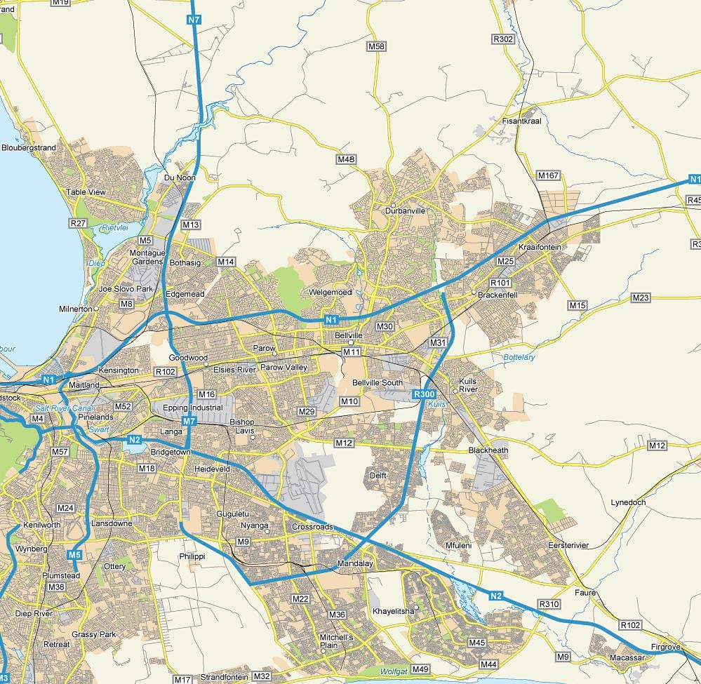 mapa street mape z bellville Kapské Mesto