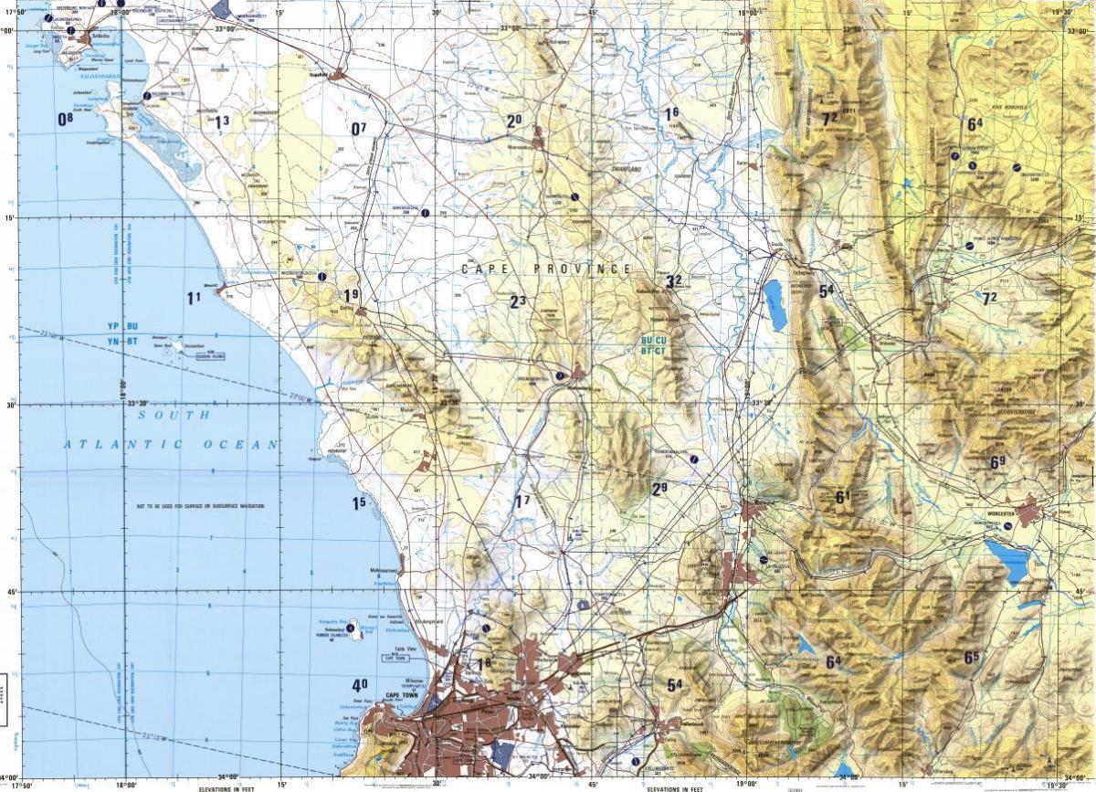 Kapské Mesto topografických máp