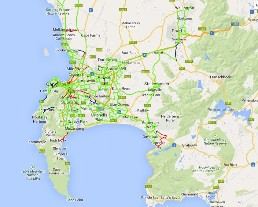 mapa vlákniny mapu Kapského Mesta