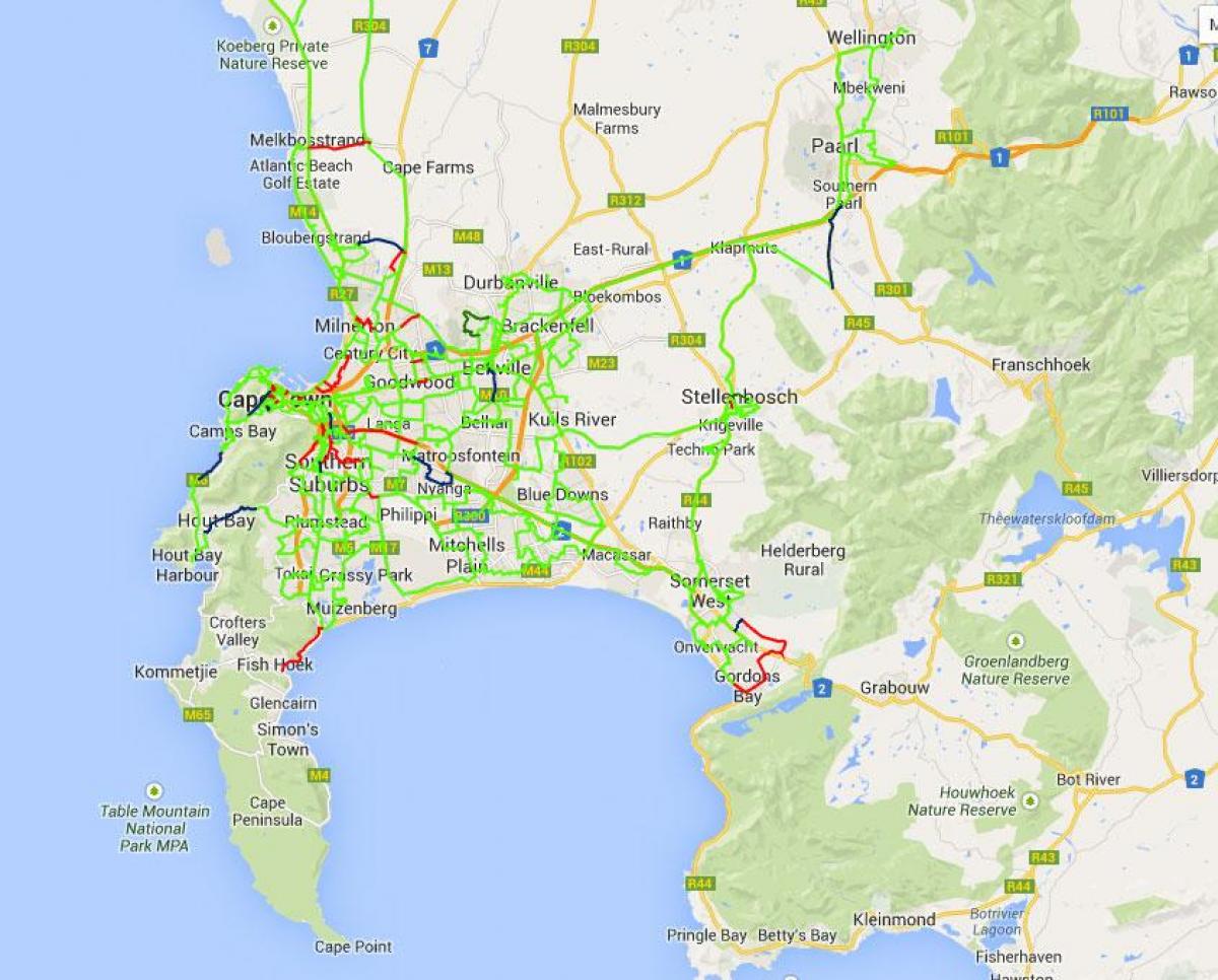mapa vlákniny mapu Kapského Mesta