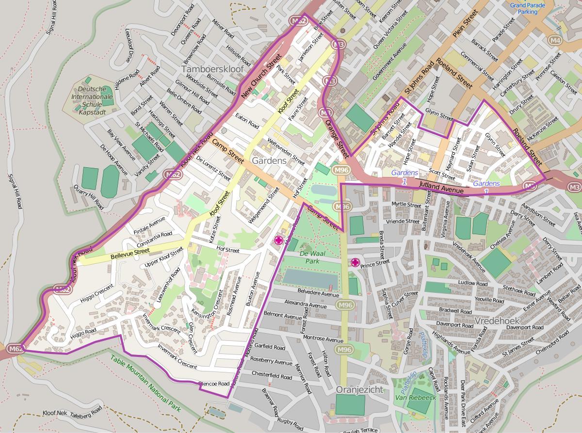 mapa záhrady Kapské Mesto