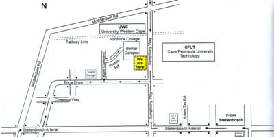 Mapa cput Kapskom Meste areálu