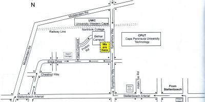 Mapa cput Kapskom Meste areálu