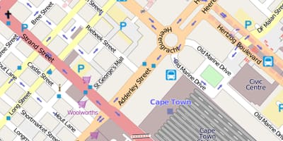 Mapa heerengracht ulici Kapské Mesto