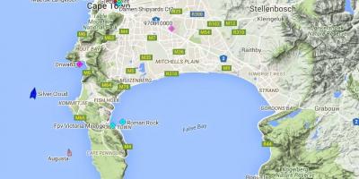 Mapa mapa fish hoek a obklopuje