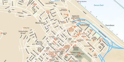Mapa street mape mesta Kapské Mesto a okolie