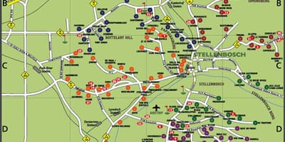 Mapa vínnej ceste ciest mapu Kapského Mesta